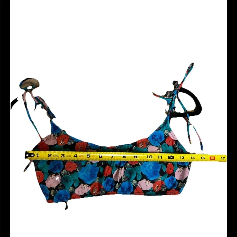 VIX Paula Hermanny Sz D Floral Bikini Top Adjustable Ties Bralette Swim Brazil